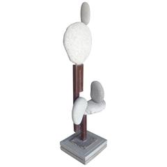 Woods Davy,Tall, Vertical, Stone, Concrete and Metal Beam Sculpture, Signed 6