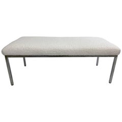 Mid-century modern Chrome upholstered bench after Milo Baughman