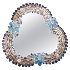 Espejo clásico vintage veneciano de cristal de Murano, años 70