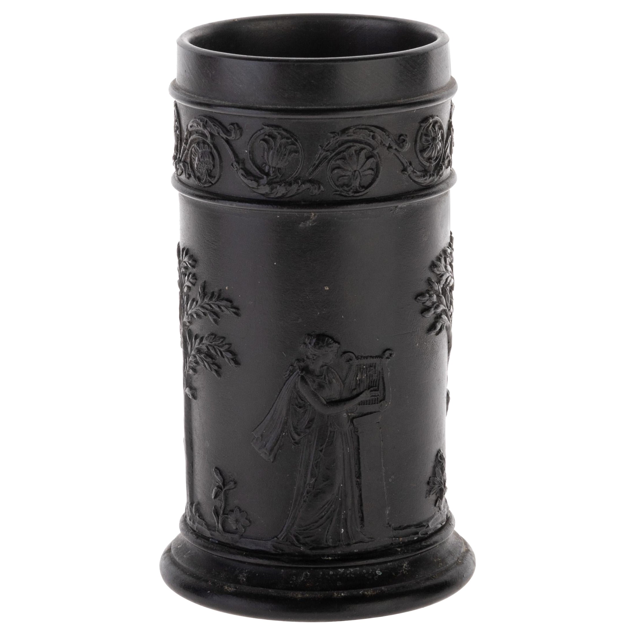 Wedgwood Antique Neoclassical Black Basalt Jasper Spill Vase 19th Century