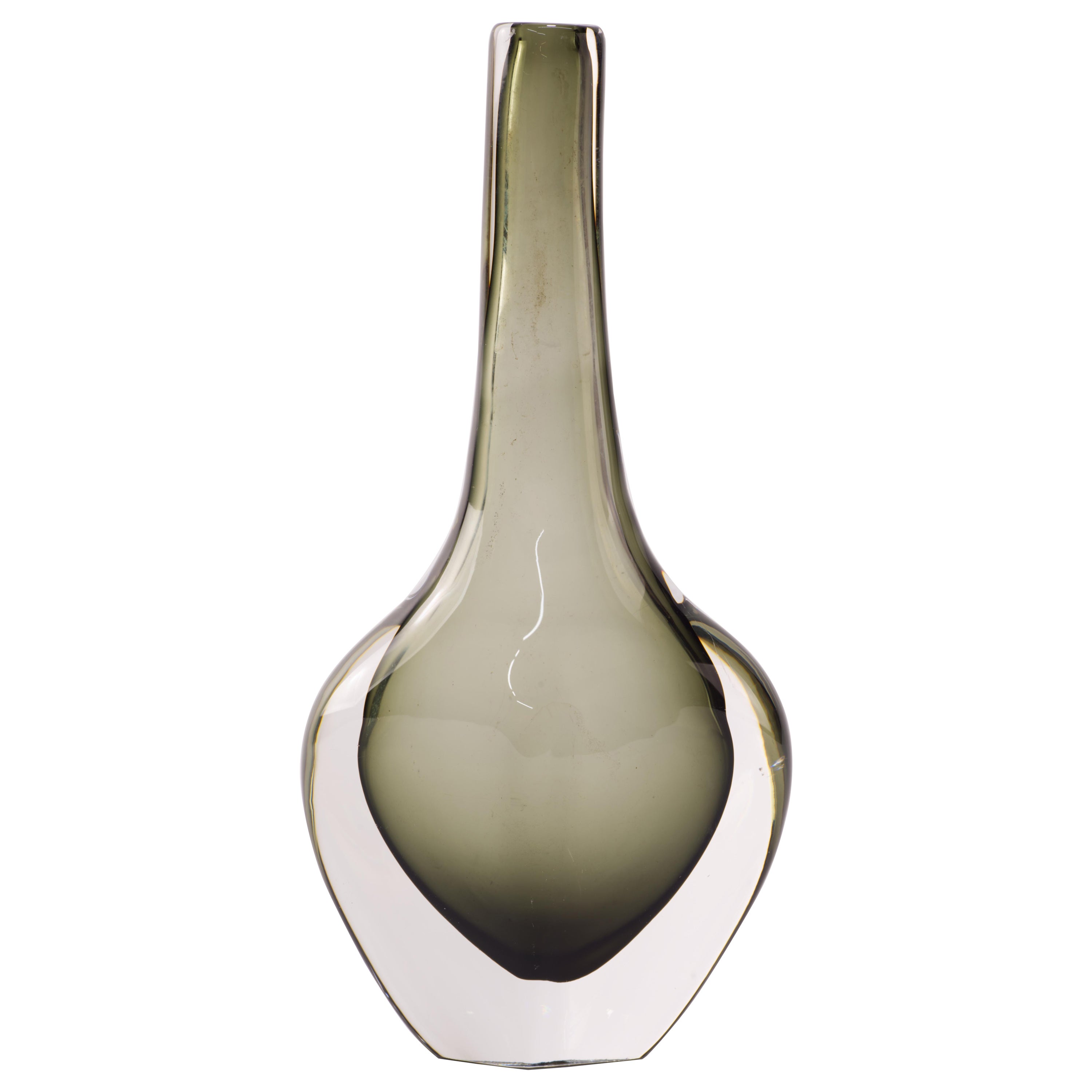 Vase Sommerso gris fumée et transparent de Nils Landberg pour Orrefors, années 1950