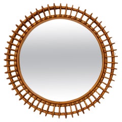 Mid Century Italian Bamboo Sunburst Mirror