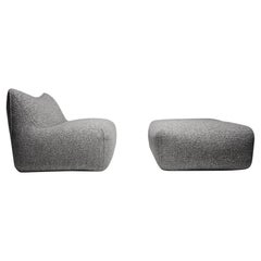 Le Bambole Lounge Chair with Ottoman by Mario Bellini for B&B Italia, 1970s