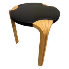 Alvar Aalto Stool X600 in Birch and Original Black Leather, Artek, 1960s