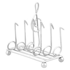 Antique Victorian Musical Sterling Silver Toast Rack