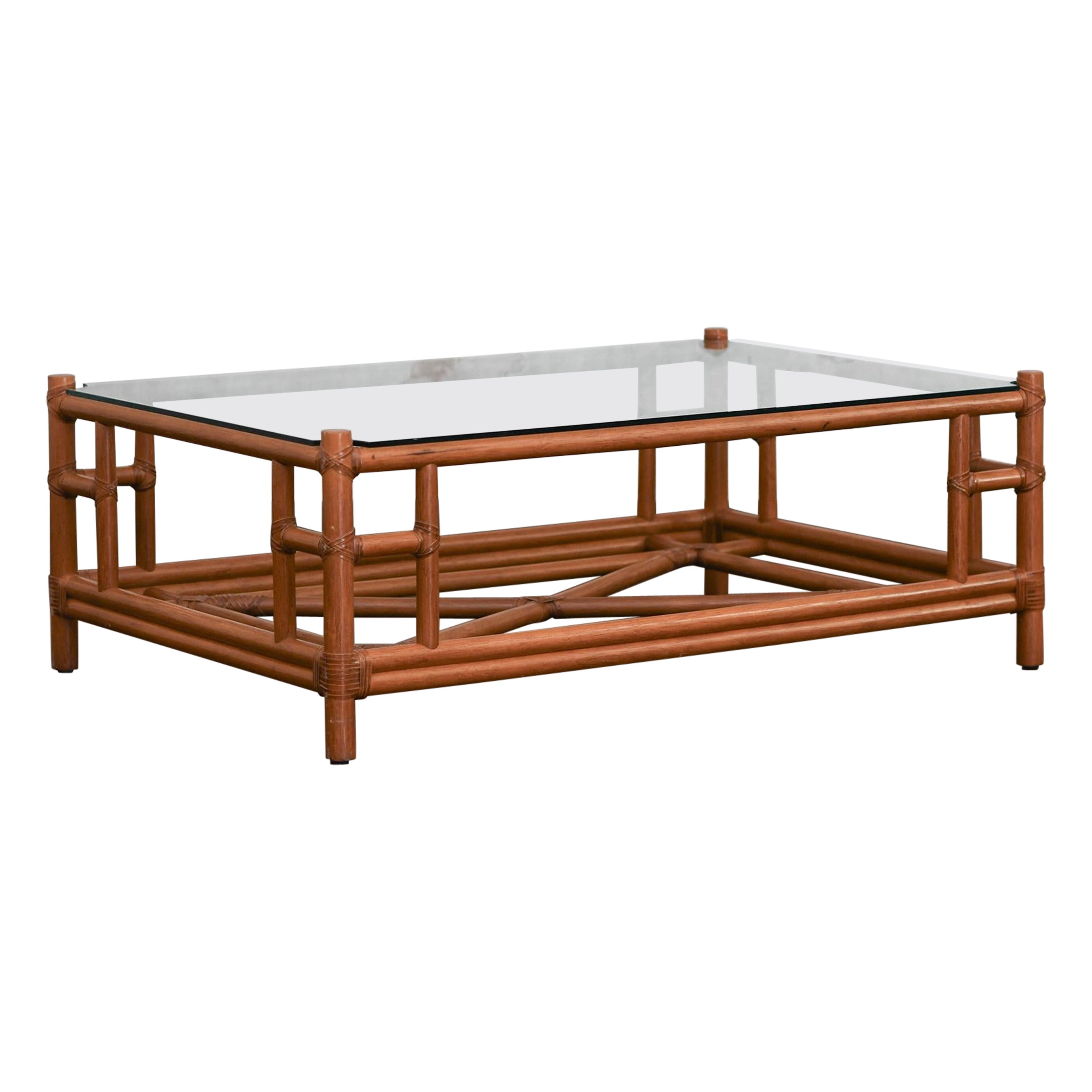 Large Bamboo Coffee Table, 1980