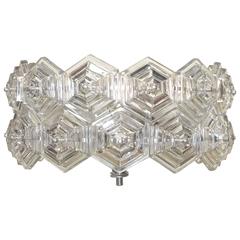 Mid-Century Glass Prisms and Chrome Ceiling Fixture Kinkeldey Era