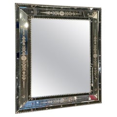 Rectangular grande  Espejo de pared veneciano Parclose, Italia 1940.