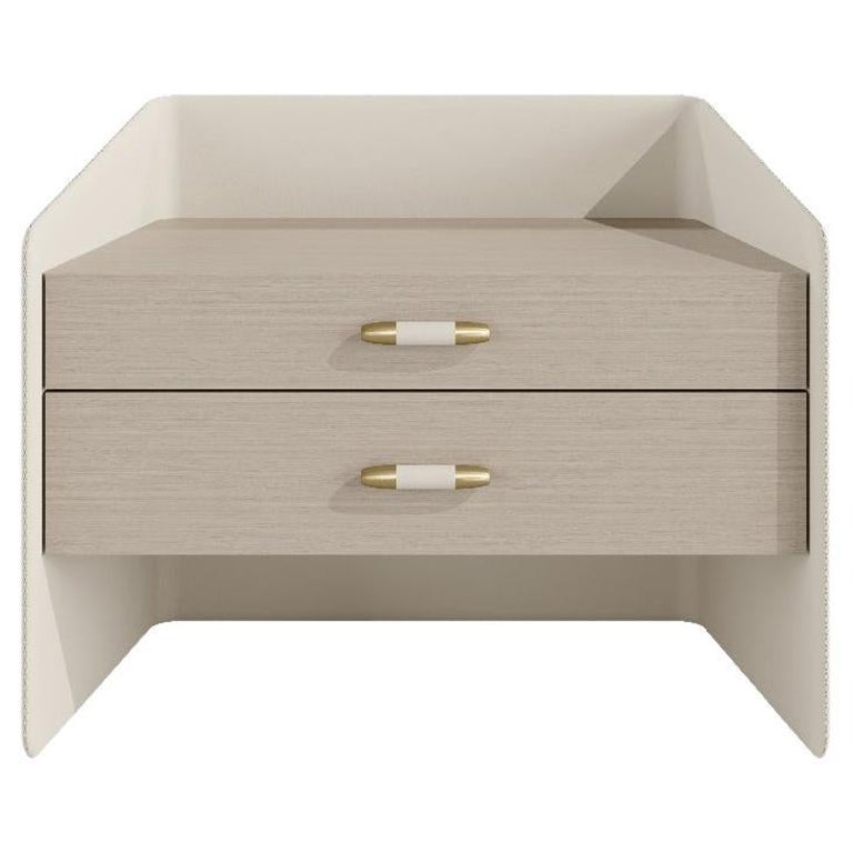 PRISTINE II Modern Leather Bedside Table For Sale