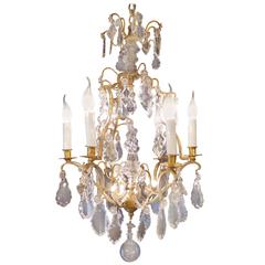 French Maison Baccarat Louis XV Style Ormolu and Crystal Small Chandelier