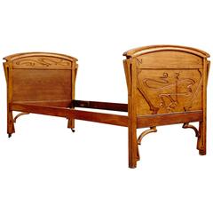 Antique Pair of Catalan Modernist Bed, circa 1900