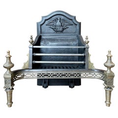 An Antique English Georgian Style Brass And Cast Iron Fire Grate