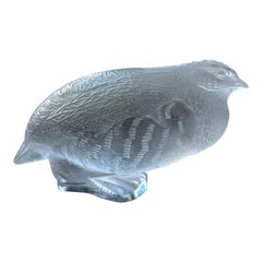 Beautiful & Highly Decorative Glass Quail Sculpture by Lalique France 1960s