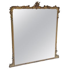 Antique Very Large 19th Century Gilt Floor Overmantle Wall Mirror Quality