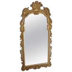 Grand miroir mural ancien en bois doré C1915, pièce de haute qualité