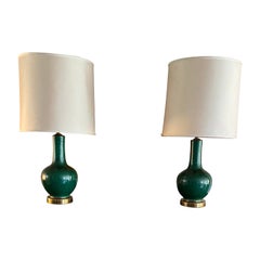 Pair of beautiful apple green Chinese porcelain lamps