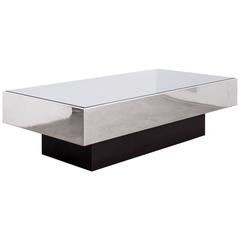 1970s Chrome Coffe Table Willy Rizzo Style