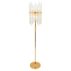 Stunning Large Brass Floor Lamp with crystal rods by C.Palme , Germany, 1970s