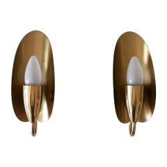 Set di due graziose lampade da parete in ottone della metà del secolo scorso Germania anni '50