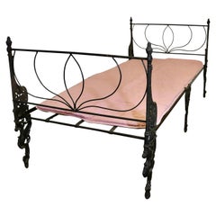 Antique Victorian Folding Wrought Iron Bed