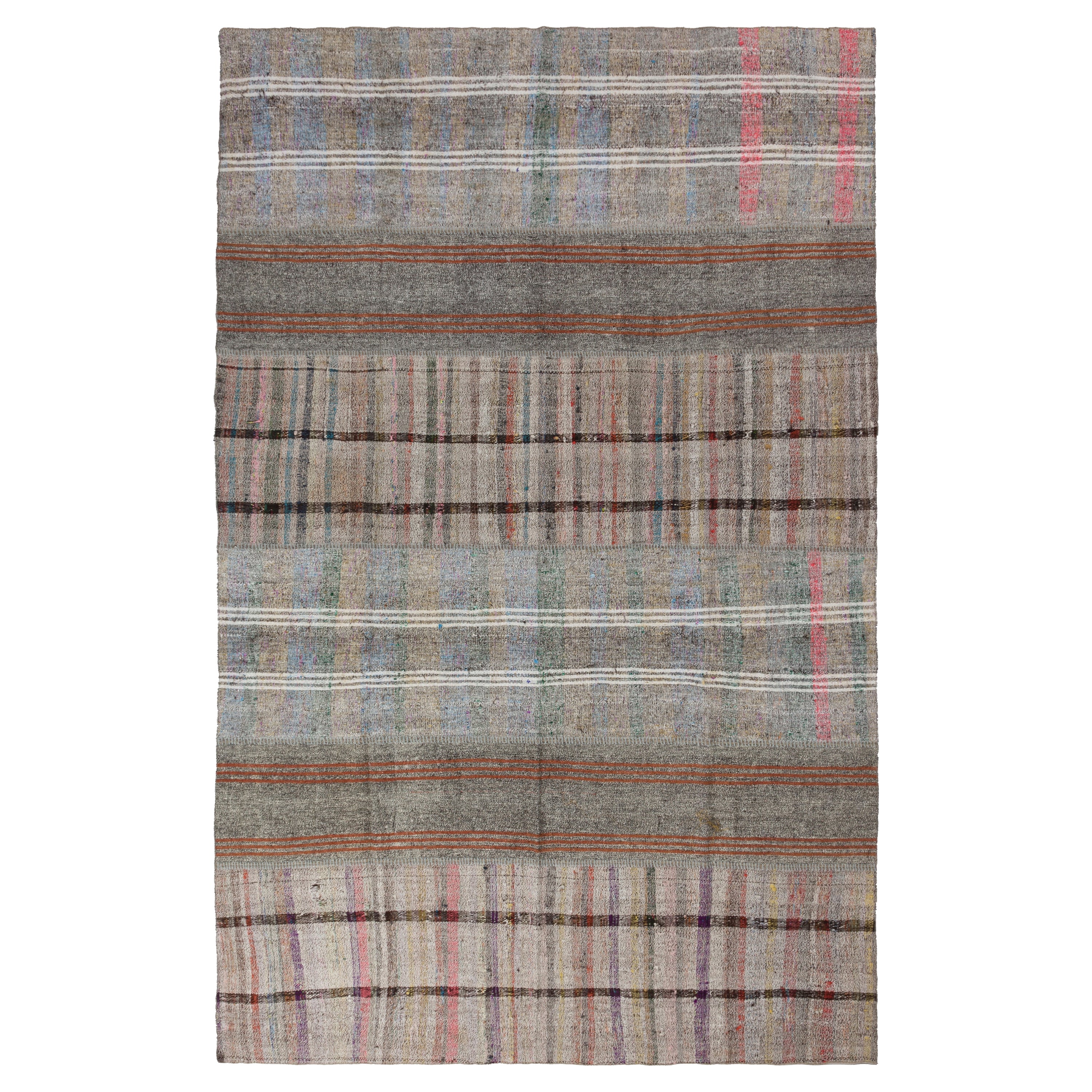 7.8x12.3 ft Vintage Nomadic Hand-Woven Cotton and Goat Hair Turkish Kilim Rug