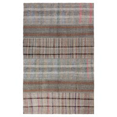 7.8x12.3 ft Vintage Nomadic Hand-Woven Cotton and Goat Hair Turkish Kilim Rug