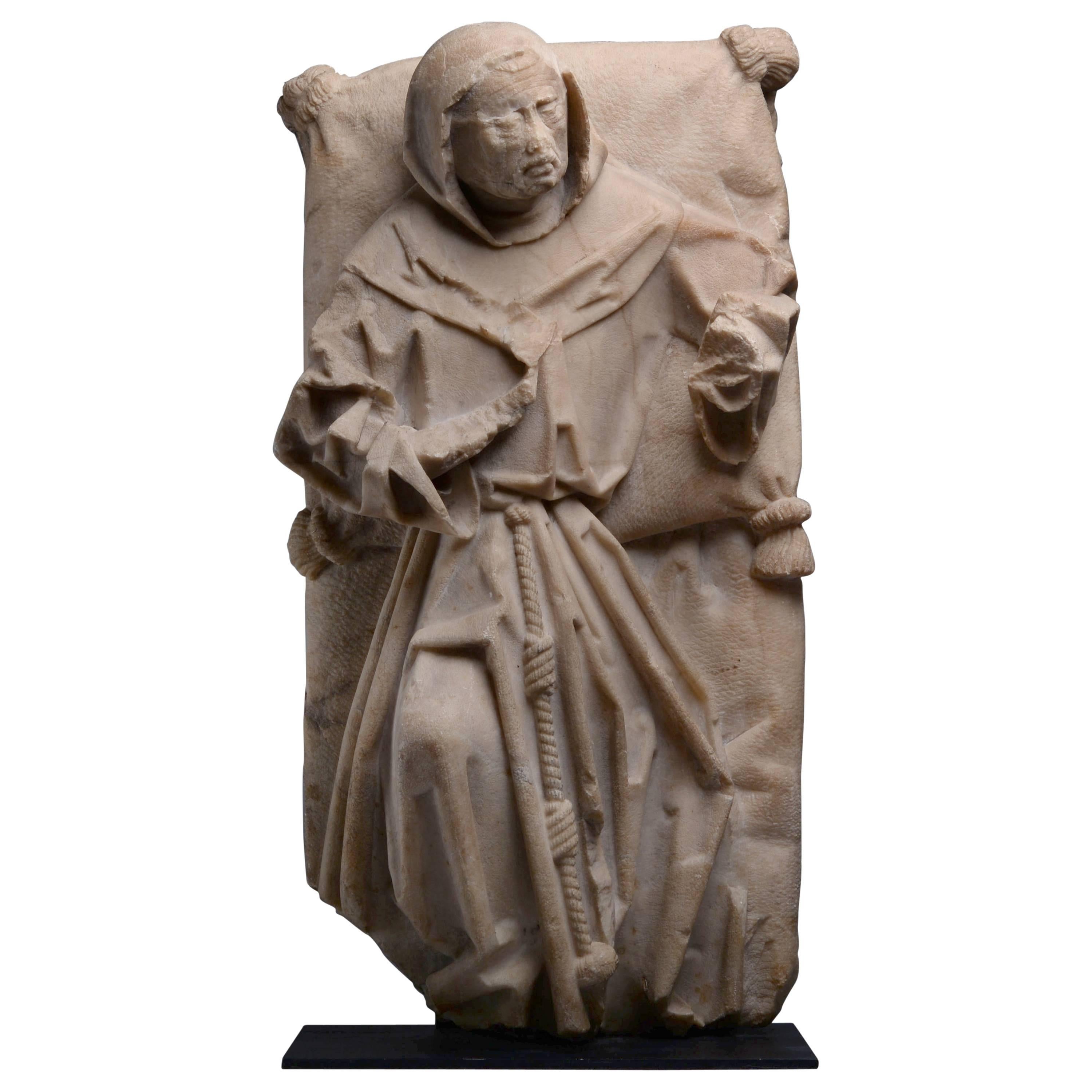 Large Medieval Alabaster Monk, 1480 AD