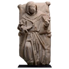 Antique Large Medieval Alabaster Monk, 1480 AD