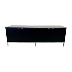 Beautiful Midcentury Marquina Marble Top Credenza Black Lacquer Florence knoll