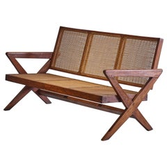 Pierre Jeanneret PJ-SI-45-B Cane Sofa / Authentic Mid-Century Modern
