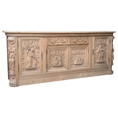 Antique Washed Oak Sacristy Buffet Sideboard
