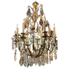French Baccarat Manner Gilt Bronze Chandelier