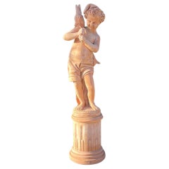 Statue toscanne du 21e siècle d'un garçon pêcheur