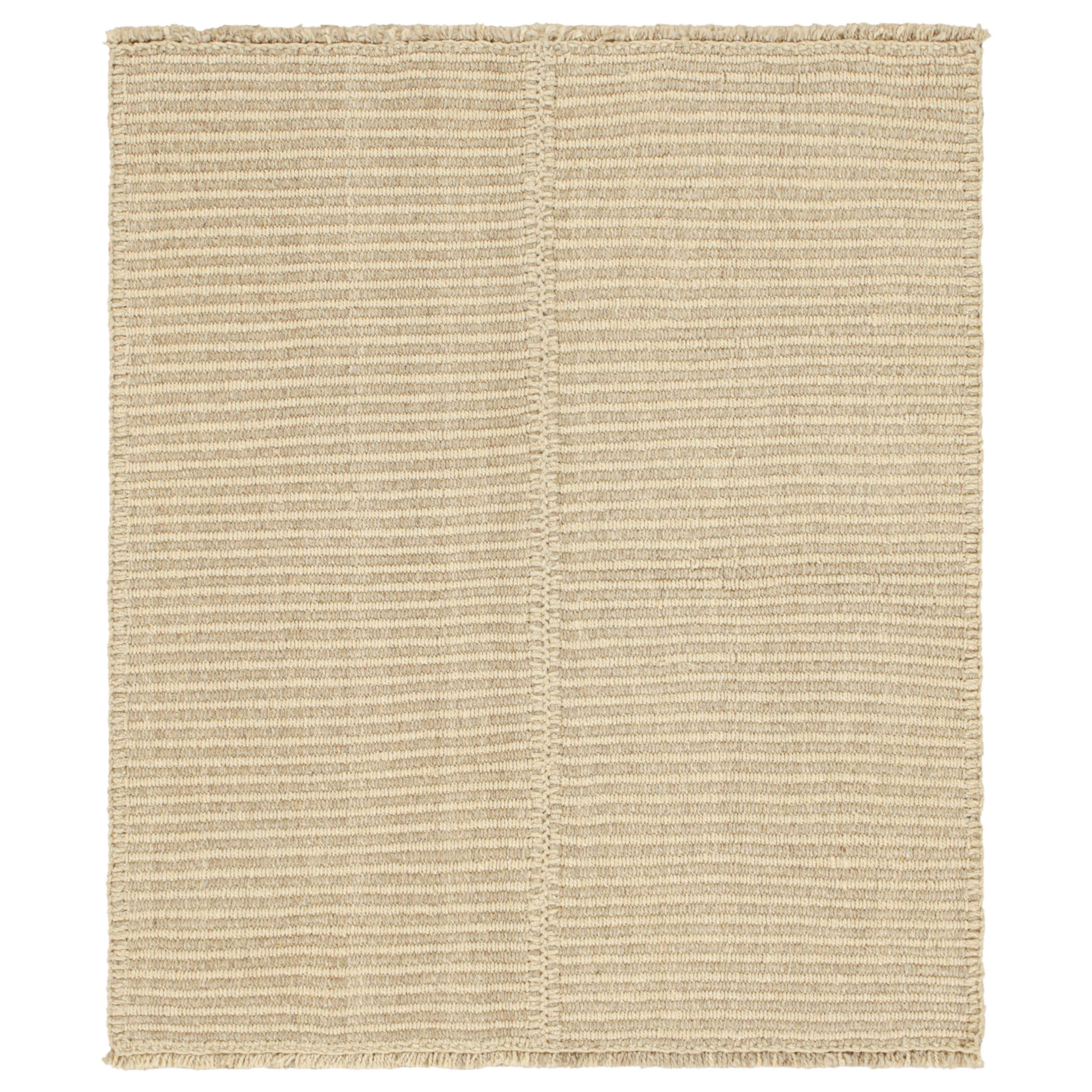 Rug & Kilim’s Contemporary Kilim in Beige-Brown Textural Stripes