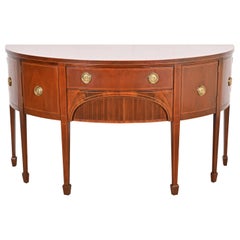 Baker Furniture Federal Inlaid Mahogany Demilune Sideboard, Newly Restored