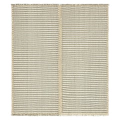 Rug & Kilim - Kilim contemporaneo in grigio e bianco avorio a strisce testurizzate