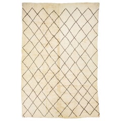 Ivory Contemporary Moroccan Style Oversize Wool Rug With Geometric Design