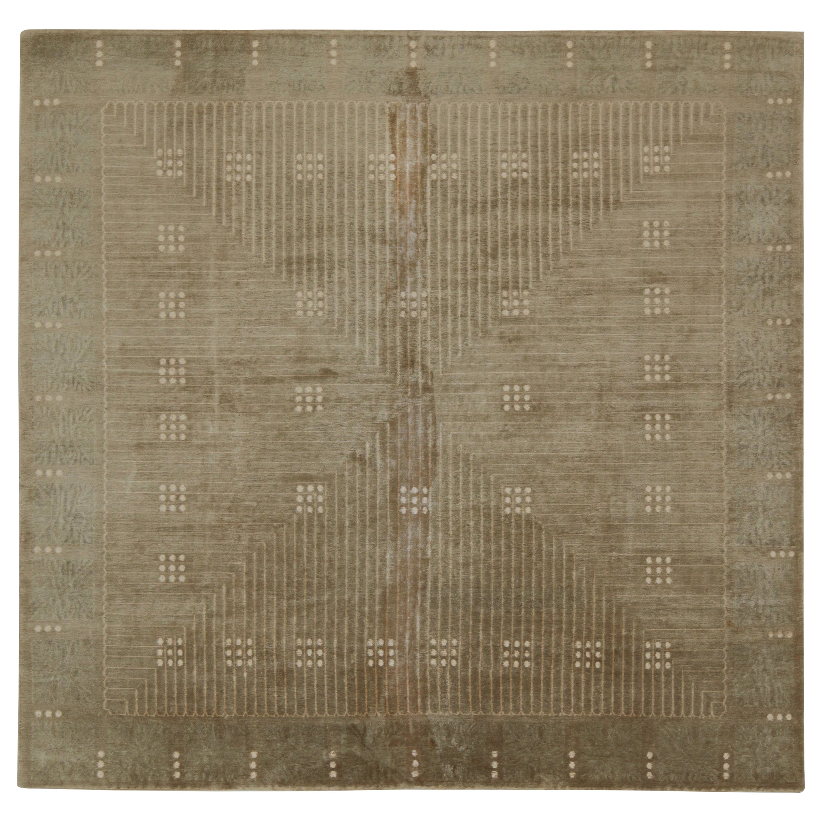 Alfombra Art Decó estilo austriaco de Rug & Kilim en marrón con dibujo geométrico beige