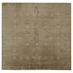 Alfombra Art Decó estilo austriaco de Rug & Kilim en marrón con dibujo geométrico beige