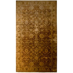 Rug & Kilim's Hand Knotsted Tabriz Style Rug Beige-Brown Gold Geometric Silk Rug (tapis de soie géométrique marron)