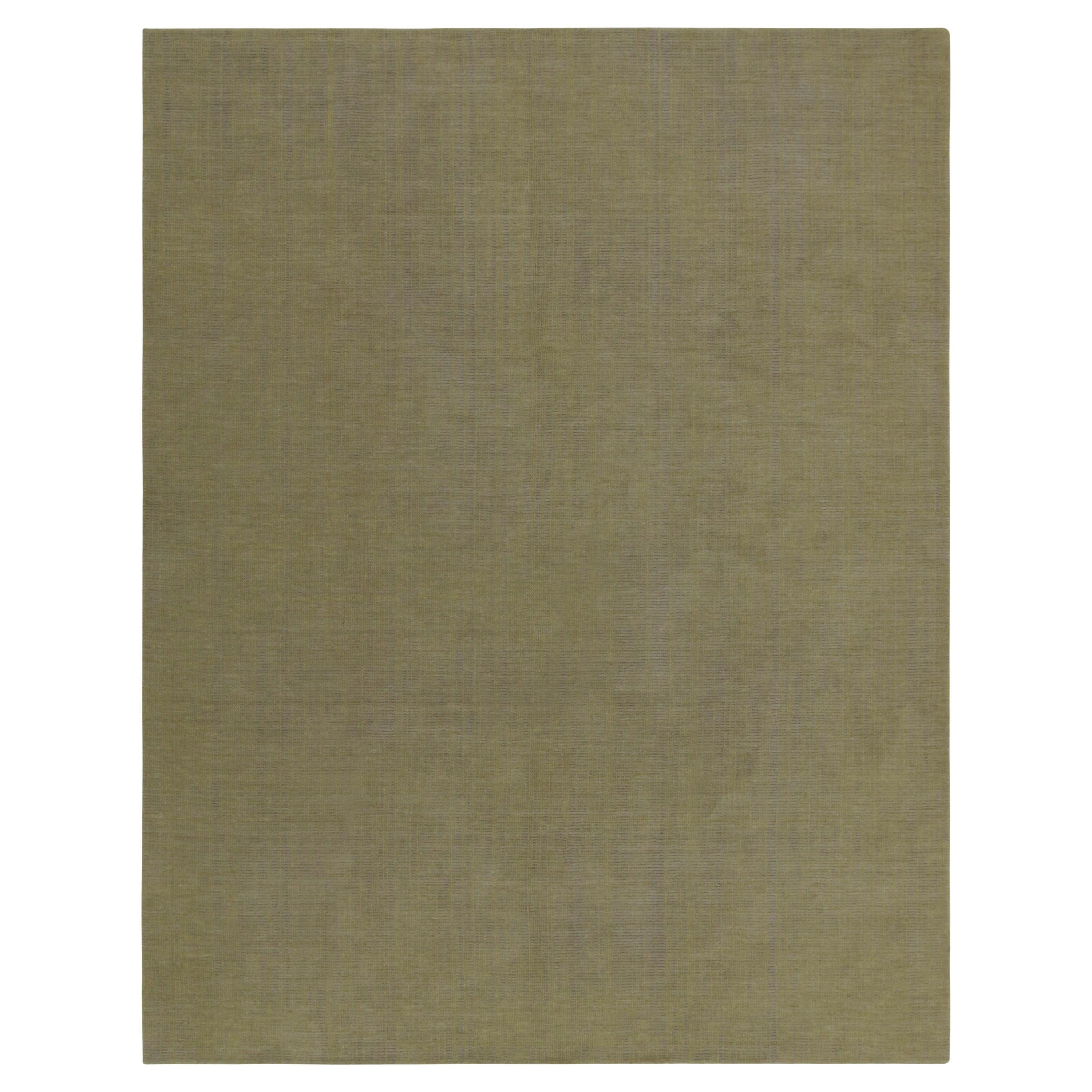Rug & Kilim’s Contemporary Rug in Chartreuse Green with Subtle Stripes For Sale
