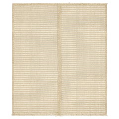 Rug & Kilim's Contemporary Kilim in Beige and Cream White Textural Stripes (Kilim contemporain en beige et blanc crème à rayures texturées)