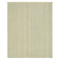 Rug & Kilim’s Contemporary Kilim in Blue and Beige Textural Stripes
