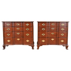 Kindel Furniture Georgian Carved Mahogany Block Front Chests of Drawers, Pair