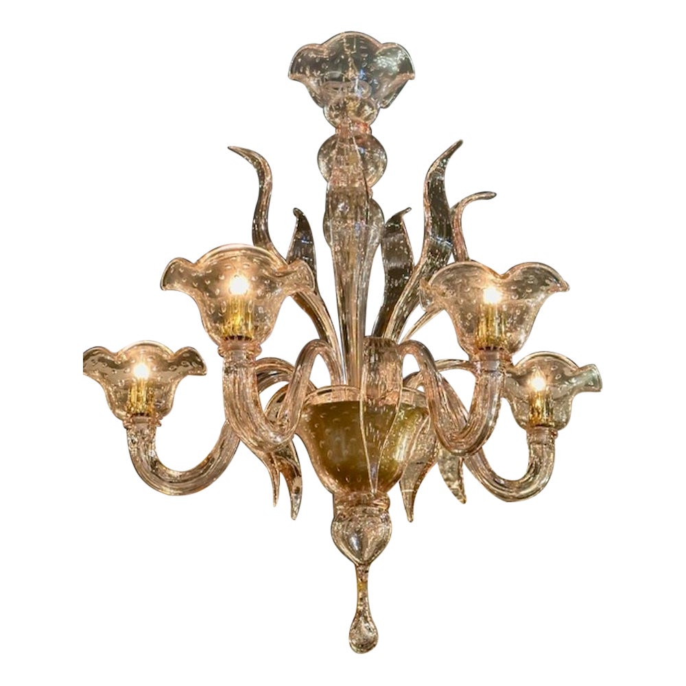 Murano Pink Bubble Glass Chandelier