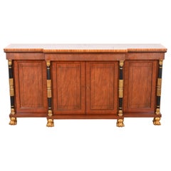 Baker Furniture French Empire Flame Mahogany Sideboard or Bar Cabinet