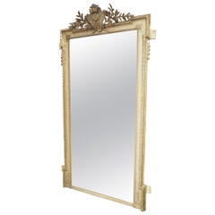 97 Inch Tall Painted French Napoleon III Mirror with Crest, Circa 1850