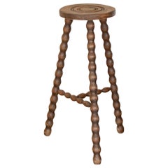 Tall French Wood Tripod Stool