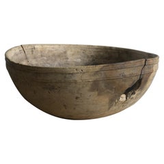 Large Swedish Burl Birch Turned Bowl with a base ca 1780-1820