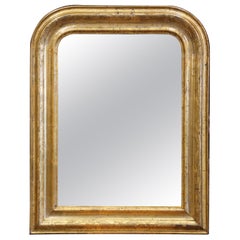 19th Century French Louis Philippe Giltwood Mirror with Floral Decor